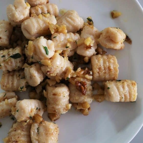 Goat Cheese Ricotta Gnocchi with Walnut Thyme Butter Sauce