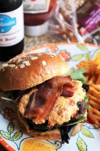 Pimento Cheese Burgers with Bacon