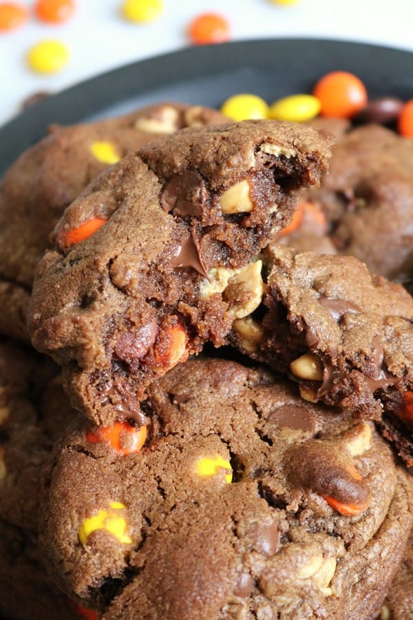 CHewy Chocolate Reese’s Pieces Cookies