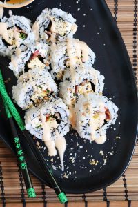 Bacon & Egg Sushi with Everything Bagel Seasoning