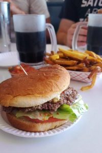 Porky's Drive In Burger, Fries, and Root Beer.