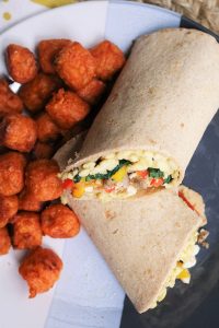 Better Breakfast Burritos served with Sweet Potato Tots.