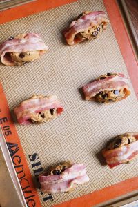 Bacon Wrapped Peanut Butter Banana Chocolate Chip Cookies