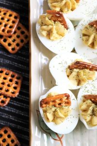 Homemade Honey Mustard Deviled Eggs.