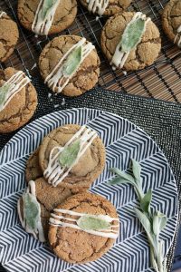 Maple Brown Sugar Cookies topped with Maple Icing and Candied Sage.