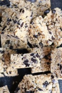 Pile of Peanut Butter Oreo Rice Crispy Treats.