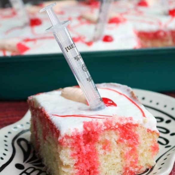 Bloody Poke Cake #HalloweenTreatsWeek