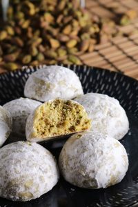 Bite into a Rosewater Pistachio Snowball Cookies.