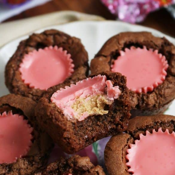 Bite into a Mini Peanut Butter Cup Brownie.