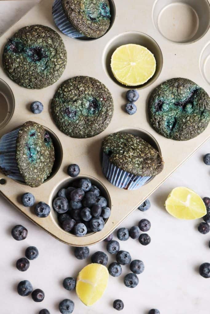 Blue Poop Challenge Muffins in Pan.