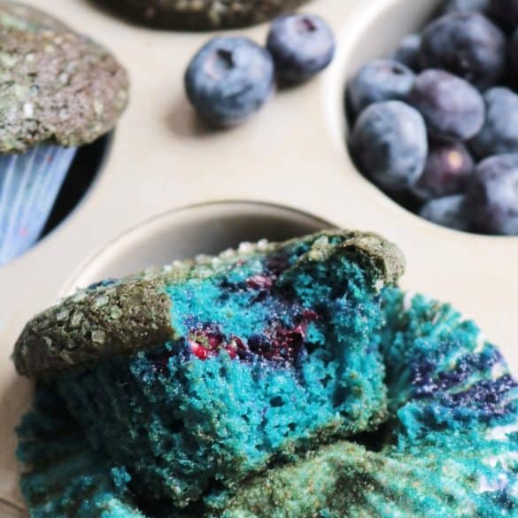 Bite out of a Blue Poop Challenge Muffin.