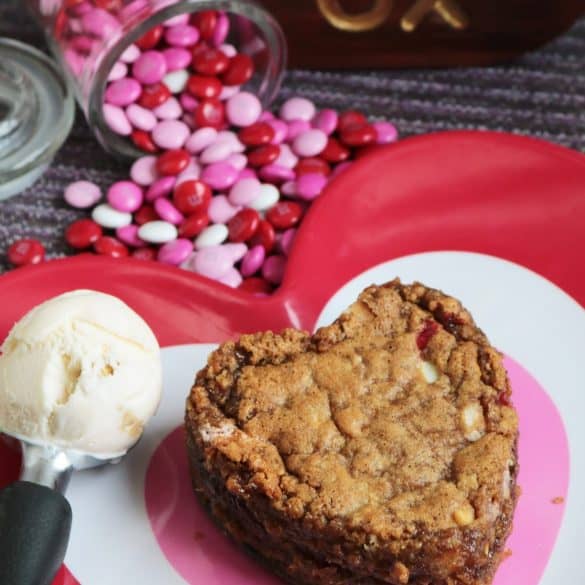 Heart-Shaped Reese's Stuffed Cookie on a plate.