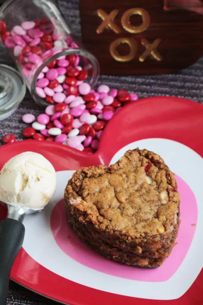 Heart-Shaped Reese's Stuffed Cookie on a plate.