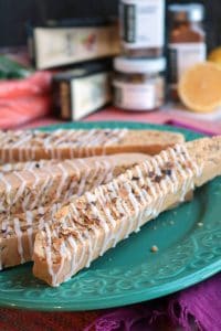 Carrot Cake Biscotti on a plate.