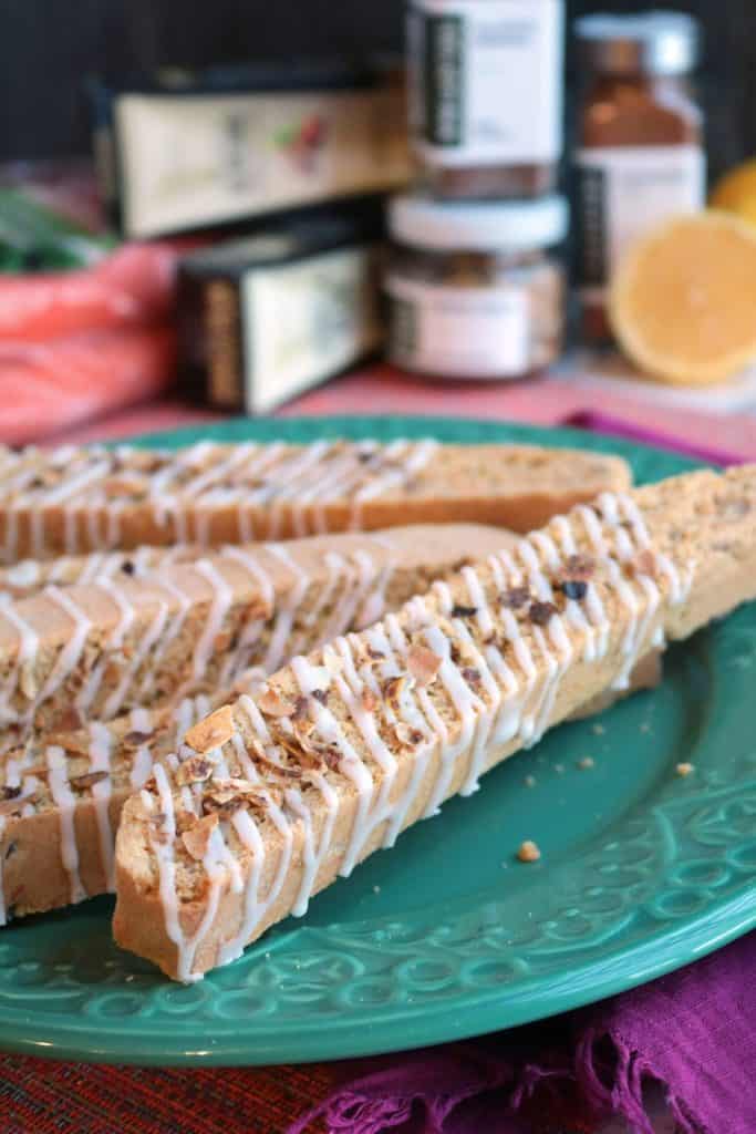 Carrot Cake Biscotti on a plate.