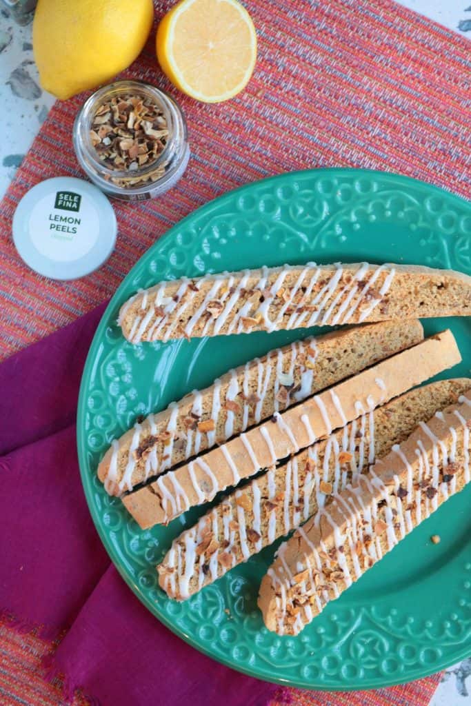 Carrot Cake Biscotti with Dried Lemon Peel.