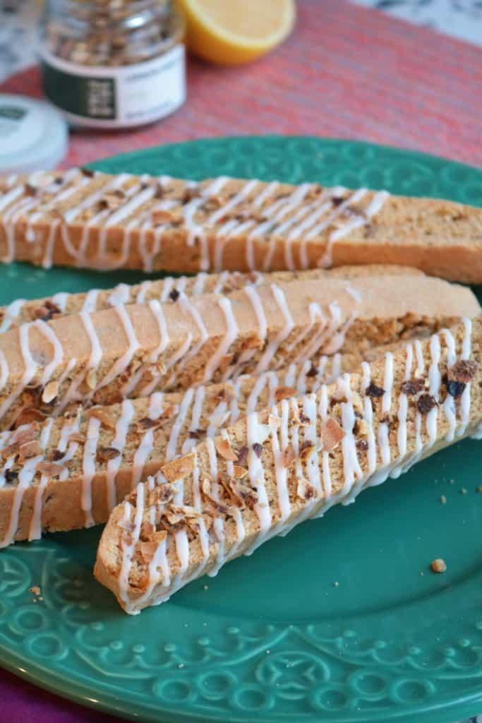 Carrot Cake Biscotti with lemon glaze drizzle.