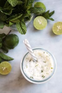 Frozen Coconut Mojitos overhead.