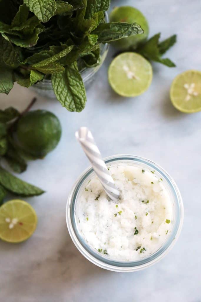 Frozen Coconut Mojitos overhead.