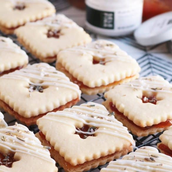 Lavender Linzer Cookies with Kumquat Marmalade.