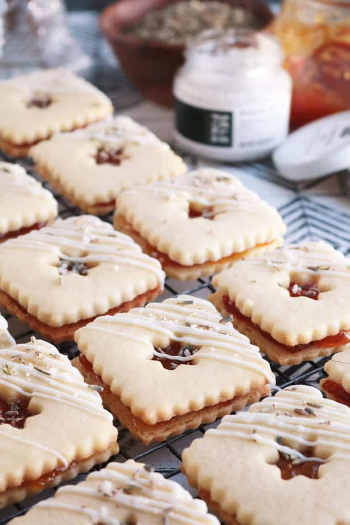 Lavender Linzer Cookies with Kumquat Marmalade.
