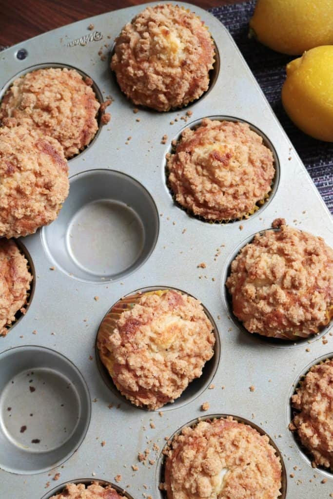 Lemon Poppy Seed Cheesecake Muffins in a Pan.