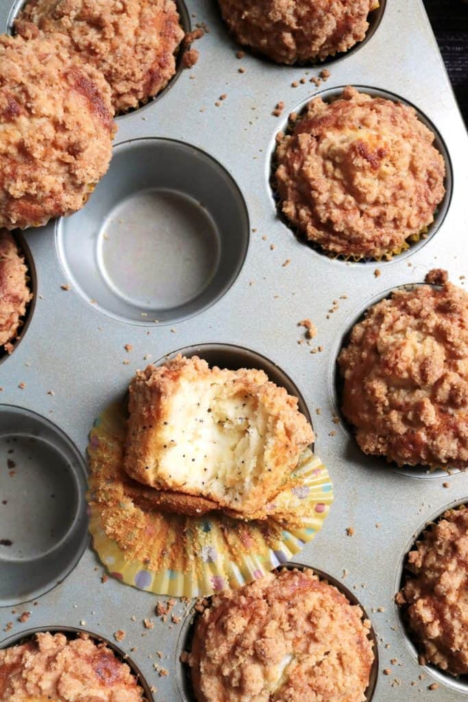 Lemon Poppy Seed Muffins with Cheesecake Centers.