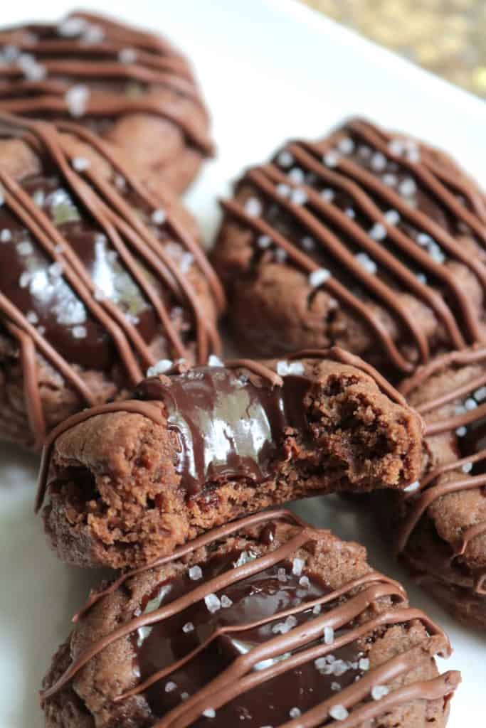 Double Chocolate Thumbprint Cookies with a Bite.