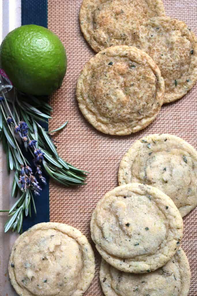 Lime, Mint, Rosemary, and Lavender Sugar Cookies with Granulated Sugar or Turbinado Sugar.