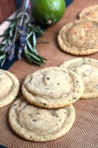 Lime, Mint, Rosemary, and Lavender Sugar Cookies on Silicone Mat.