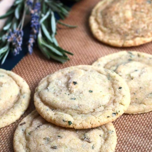Lime, Mint, Rosemary, and Lavender Sugar Cookies on Silicone Mat.