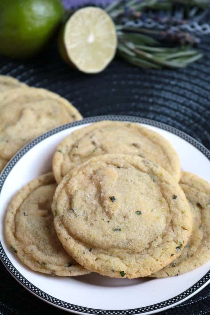 Lime, Mint, Rosemary, and Lavender Sugar Cookies with Granulated Sugar.