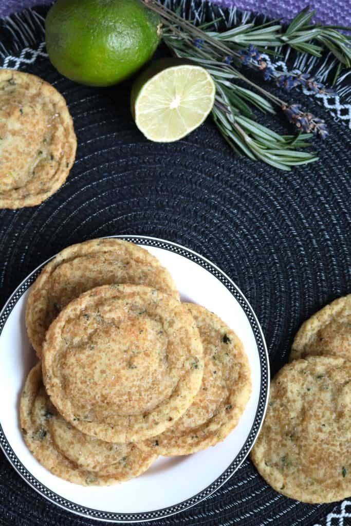Lime, Mint, Rosemary, and Lavender Sugar Cookies with Turbinado Sugar.