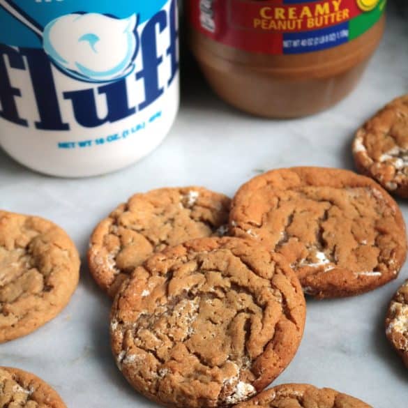 Peanut Butter Marshmallow Fluff Cookies (Fluffernutter).