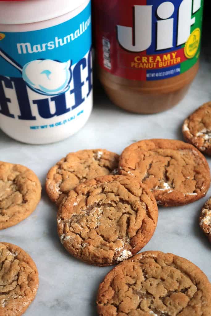 Peanut Butter Marshmallow Fluff Cookies (Fluffernutter).