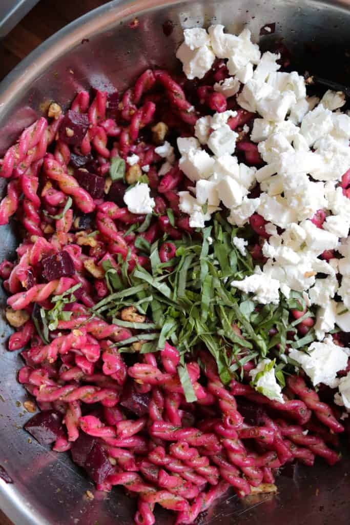 Beet Pasta Salad Ingredients.