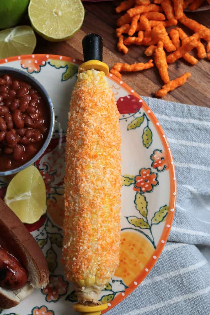 Cotija and Cheetos Coated Street Corn.
