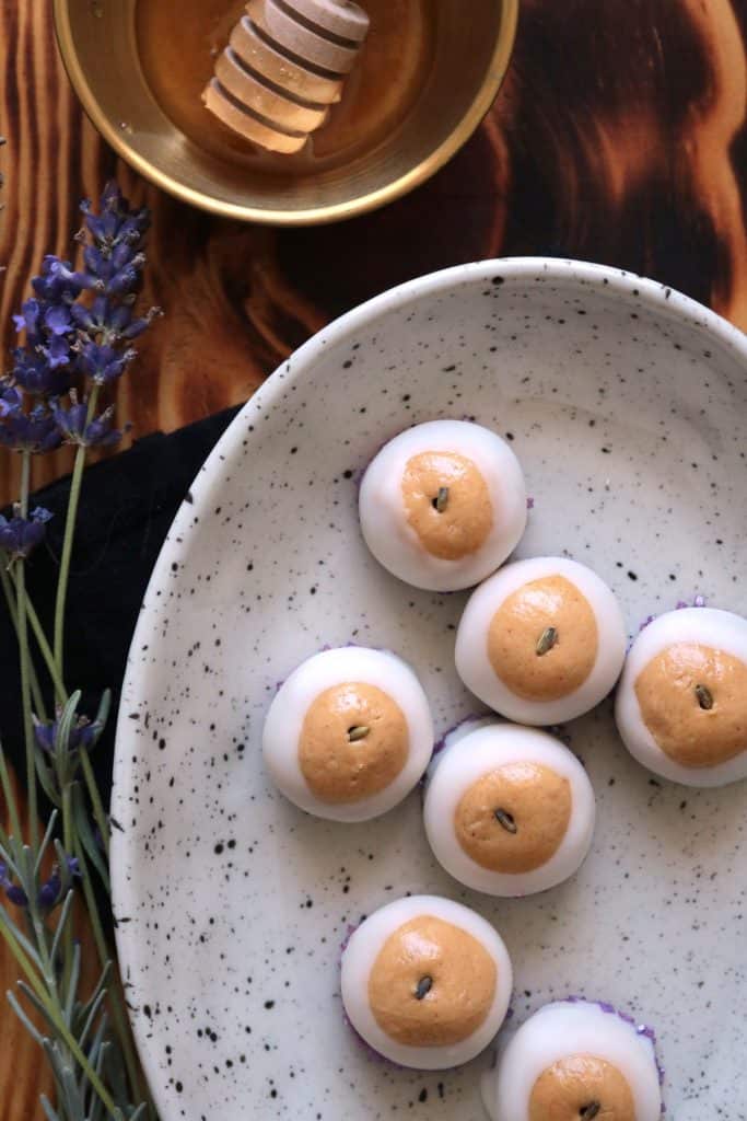 White Chocolate Lavender-Honey Buckeyes.