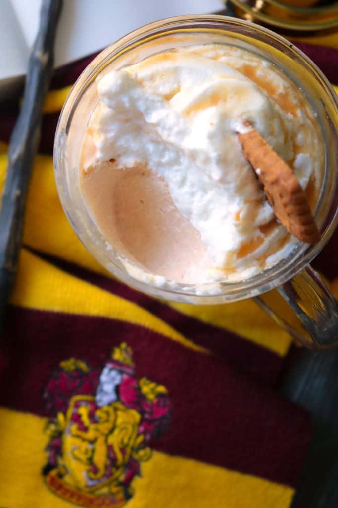 Butterbeer Mousse topped with Whipped Cream.