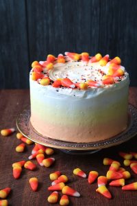Layered Candy Corn Cookie Cake.