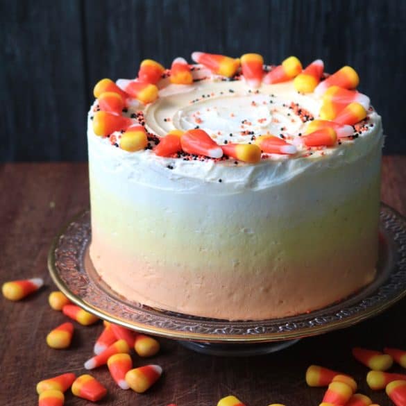 Layered Candy Corn Cookie Cake.