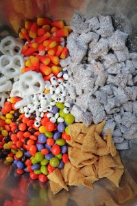 Halloween Puppy Chow Ingredients.