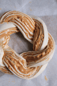 Peanut Butter Puff Pastry Ring before and after baking.