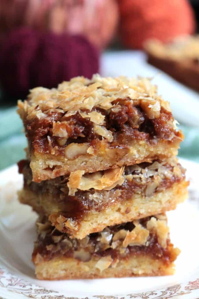 Stack of Pumpkin Baklava Cookie Bars.