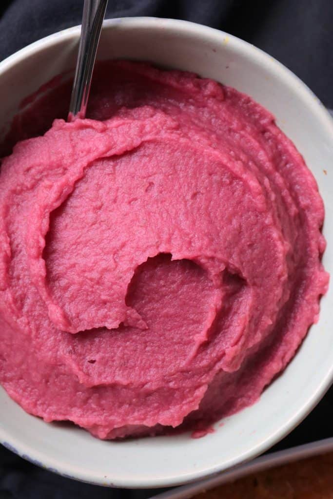 Beet Mashed Potatoes in a Bowl.