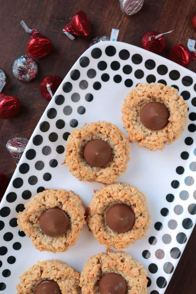 Peanut Butter Macaroon Blossoms on Cookie Tray.