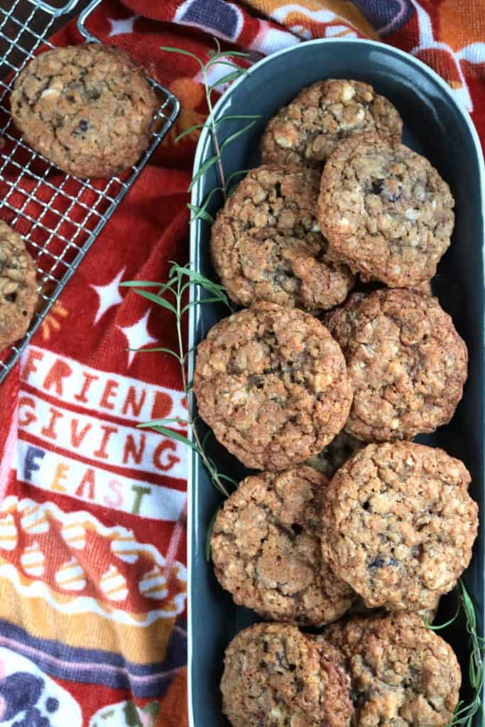 Oatmeal Cranberry Walnut Cookies on a Tray.