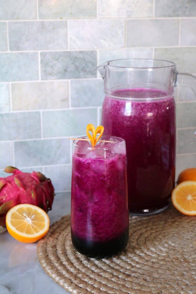 Making Dragon Fruit Lemonade with Honey.