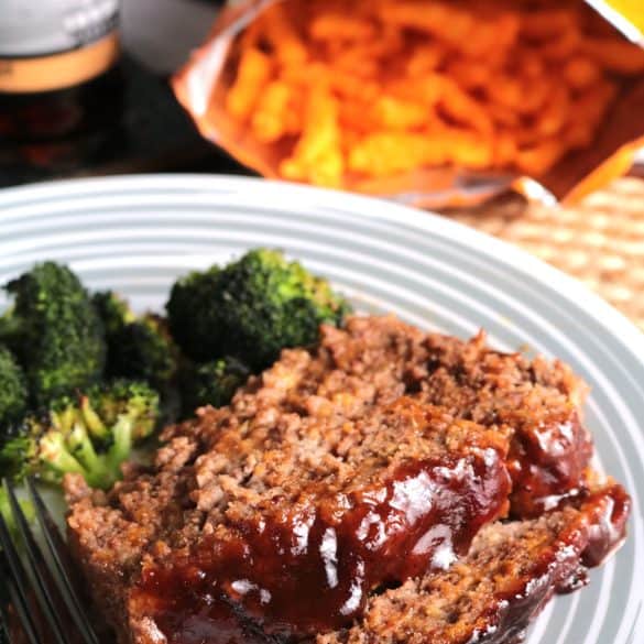 BBQ Cheetos Meatloaf with Broccoli.