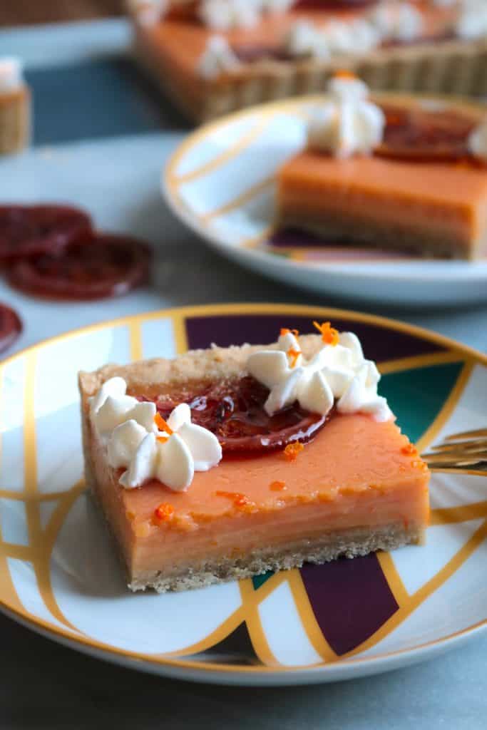 Slice of Blood Orange Curd Tart.
